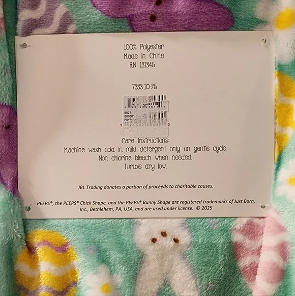 Peeps Light Green Happy Easter Oversized Plush Blanket Throw, NWT - Picture 4 of 6